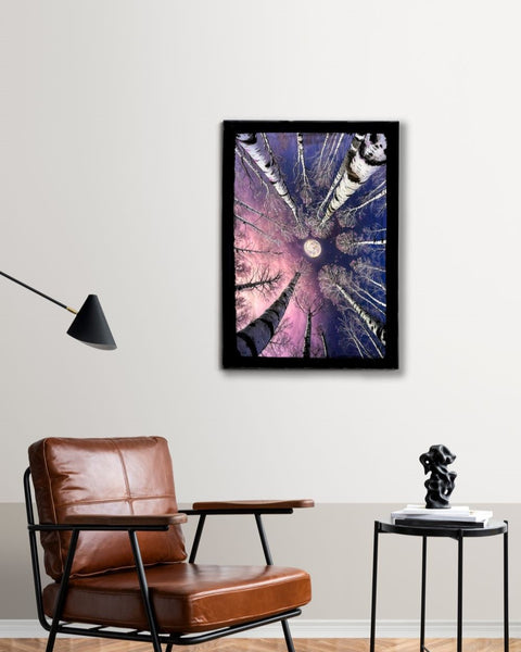 Silver Moon Birch Tree Painting