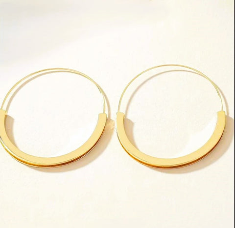 Large Gold Crescent Hoop Earrings