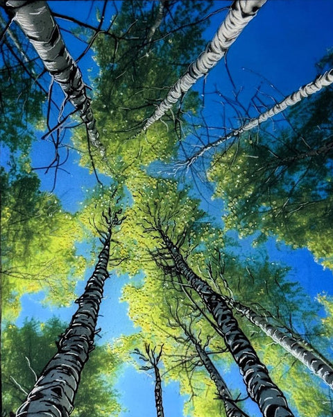 Summer Breeze Silver Birch Tree Painting