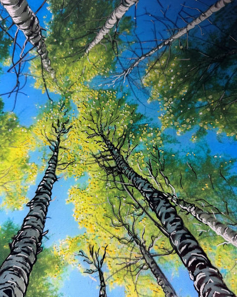 Summer Breeze Silver Birch Tree Painting