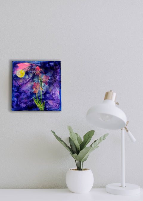 Bearded Lunar Iris Flower Painting