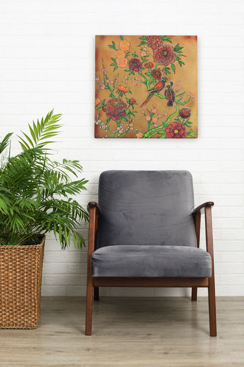 Peonies & Climbing Roses Painting