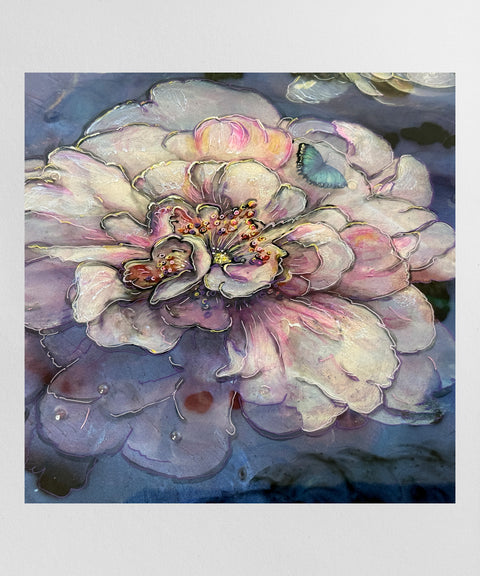 Iridescent Iced Floating Peony Flowers Painting