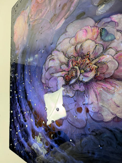 Iridescent Iced Floating Peony Flowers Painting