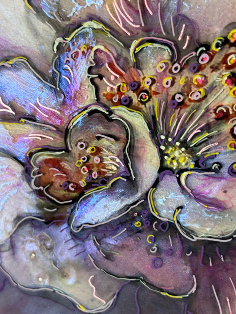 Iridescent Iced Floating Peony Flowers Painting