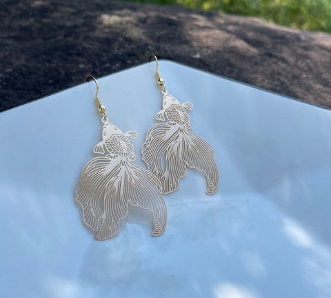 Gold Metal Goldfish Earrings