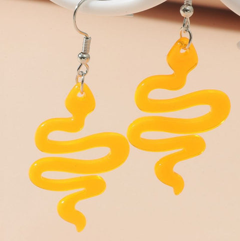 Neon Orange Snake Earrings