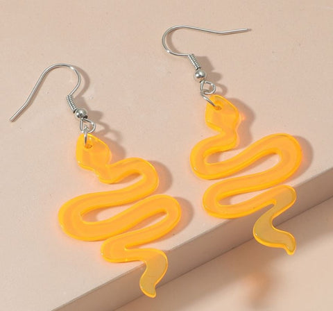 Neon Orange Snake Earrings