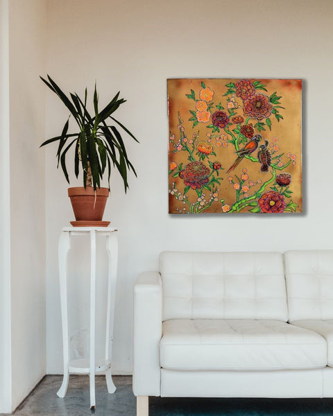 Peonies & Climbing Roses Painting