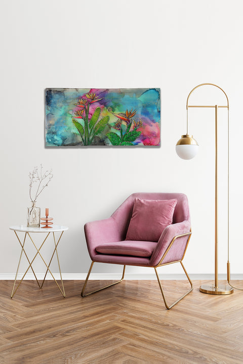 Tropical Bird of Paradise Painting