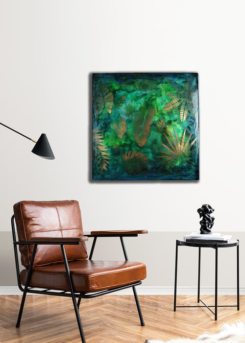 Stream of Gold Leaves Painting