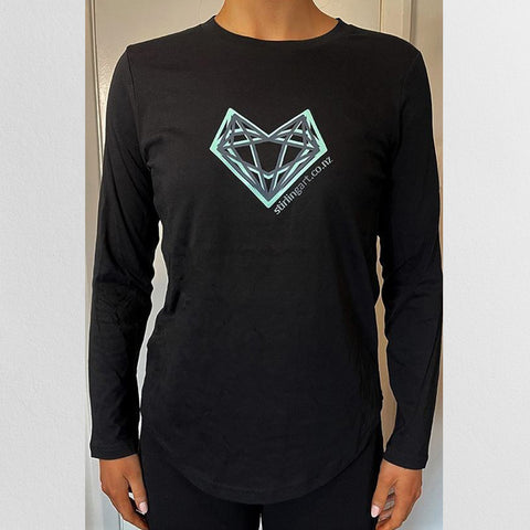 Black long sleeve 100% Cotton Tee Top