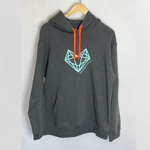 Hooded Sweatshirt Top Charcoal & Neon Orange