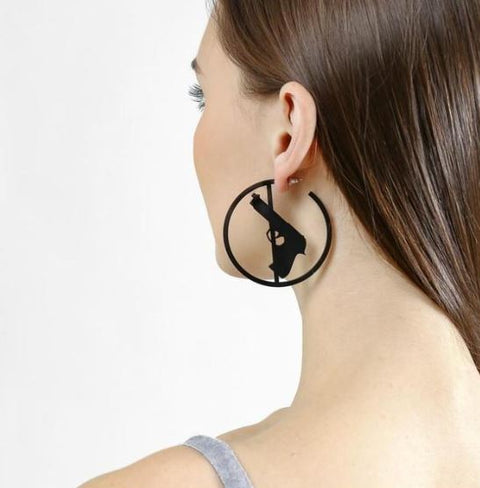 Black Pistol Gun Earrings