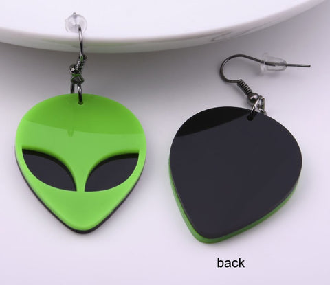 Little Green Man Alien Earrings