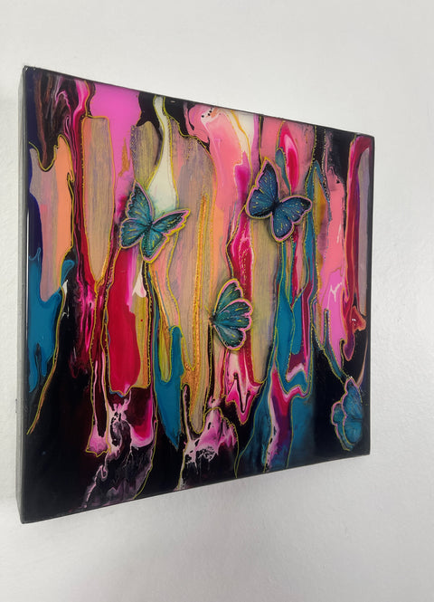 Blue Butterflies Abstract Painting