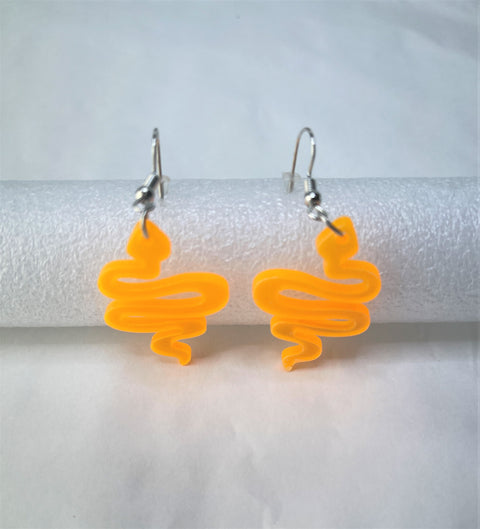 Neon Orange Snake Earrings
