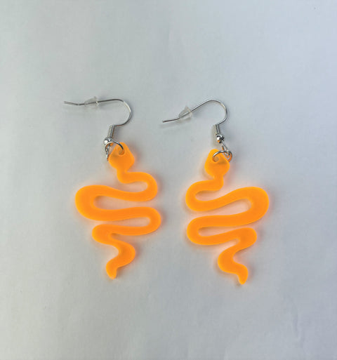 Neon Orange Snake Earrings