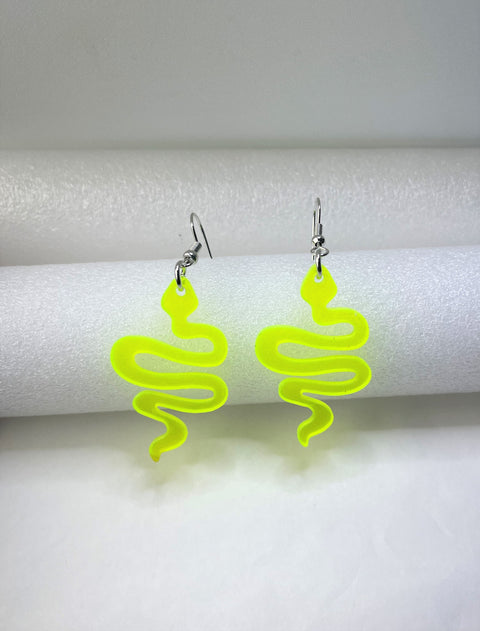 Neon Yellow Snake Earrings