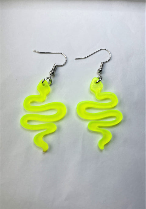 Neon Yellow Snake Earrings