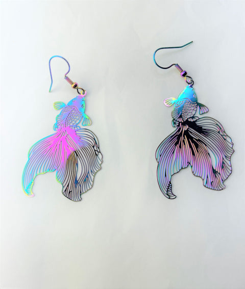 Titanium Goldfish Earrings