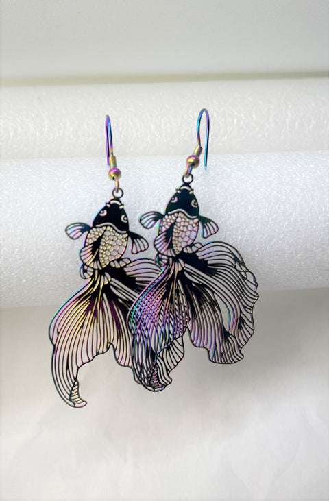 Titanium Goldfish Earrings