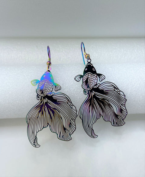 Titanium Goldfish Earrings