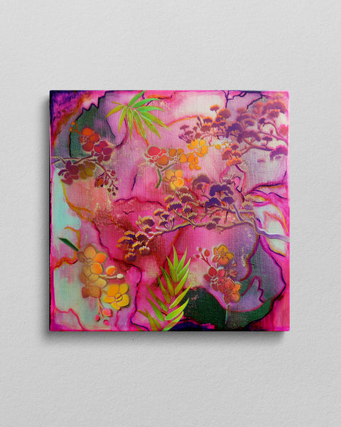 Pink & Purple Orchid & Cherry Blossom Painting