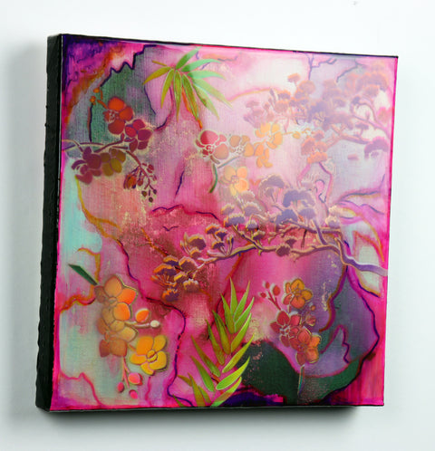 Pink & Purple Orchid & Cherry Blossom Painting