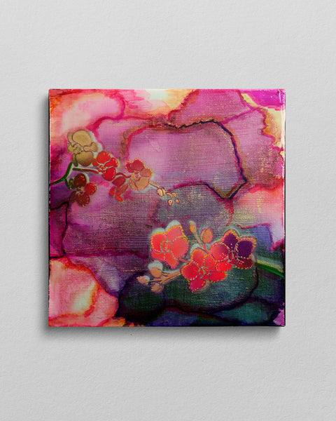 Pastel Pink & Deep Purple Orchid Painting