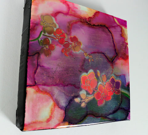 Pastel Pink & Deep Purple Orchid Painting