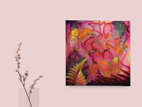 Orchid, Fern & Butterfly Painting