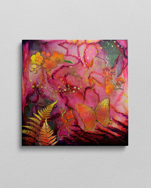 Orchid, Fern & Butterfly Painting