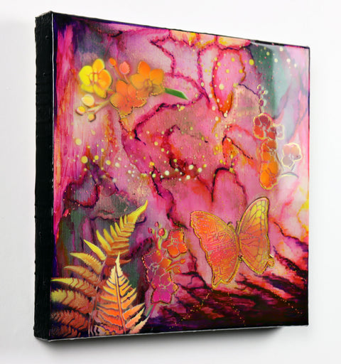 Orchid, Fern & Butterfly Painting