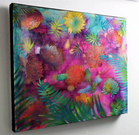 Floating Flowers & Ferns Painting