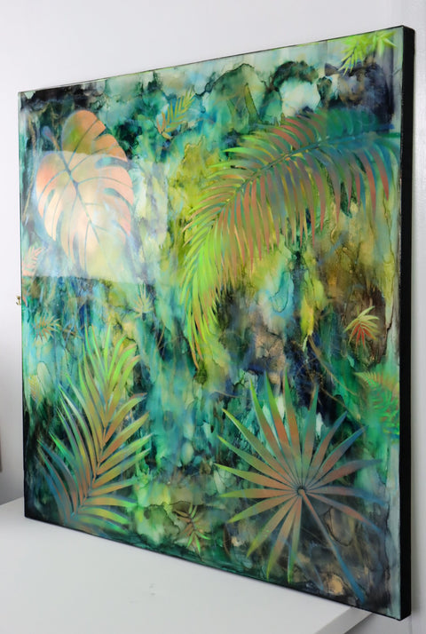 Serene Floaty Forest Green | Buy NZ art online | Stirling Art.