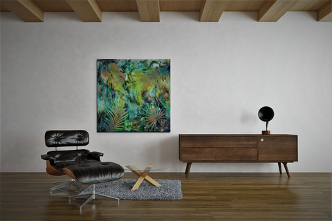Serene Floaty Forest Green | Buy NZ art online | Stirling Art.