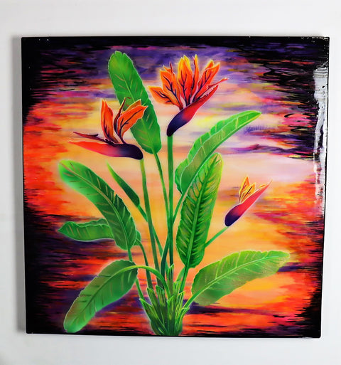 Neon Bird of Paradise Flowers | Buy NZ art online | Stirling Art.