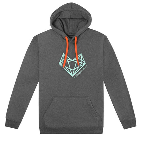 Hooded Sweatshirt Top Charcoal & Neon Orange