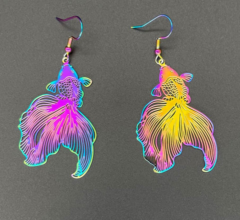Titanium Goldfish Earrings
