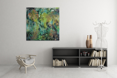 Serene Floaty Forest Green | Buy NZ art online | Stirling Art.