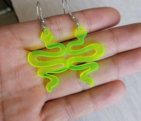 Neon Yellow Snake Earrings