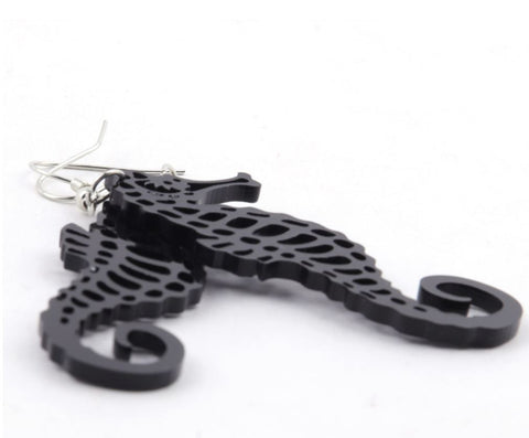 Cute Black Seahorse Earrings