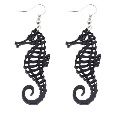 Cute Black Seahorse Earrings
