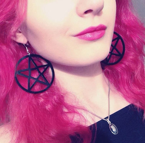 Black Star Pentagram Earrings