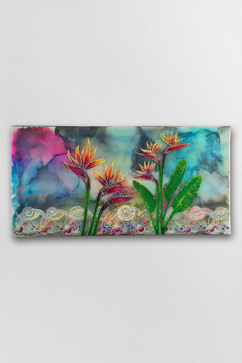 Celtic Bird Paradise Flowers Painting