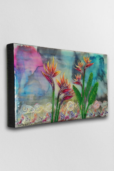 Celtic Bird Paradise Flowers Painting
