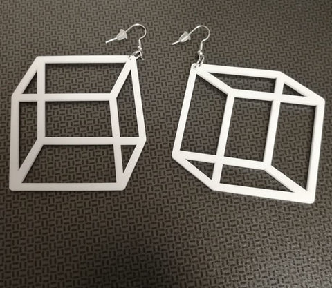 Big White Cube Earrings