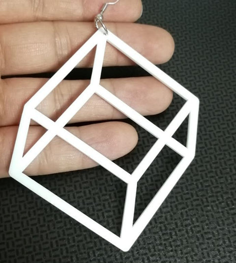 Big White Cube Earrings