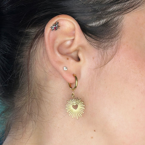 Celeste Gold Heart Star Charm Huggie Hoop Earrings
